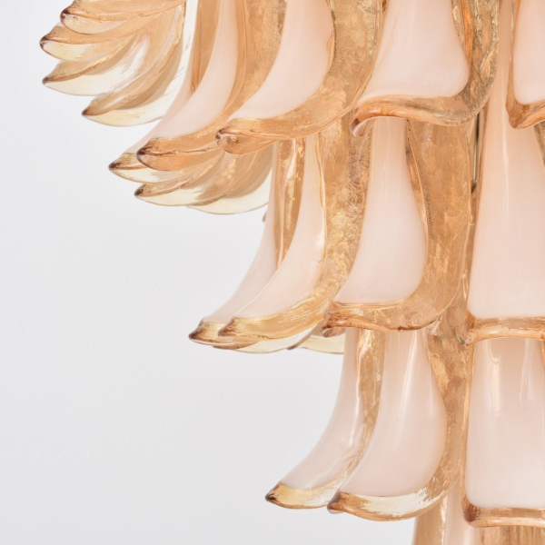 Бурштинова хмара. Люстра-пелюстка з муранського скла. — люстри дизайнерські, колір бурштиновий і мідь, з матеріалу  метал, скло, стиль сучасний