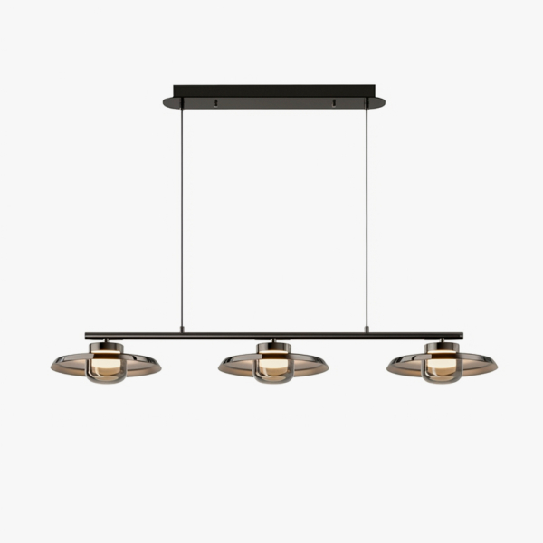 Рейковий, рядний світильник RUBEN LONG 3 плафони. Колір димчасто-сірий