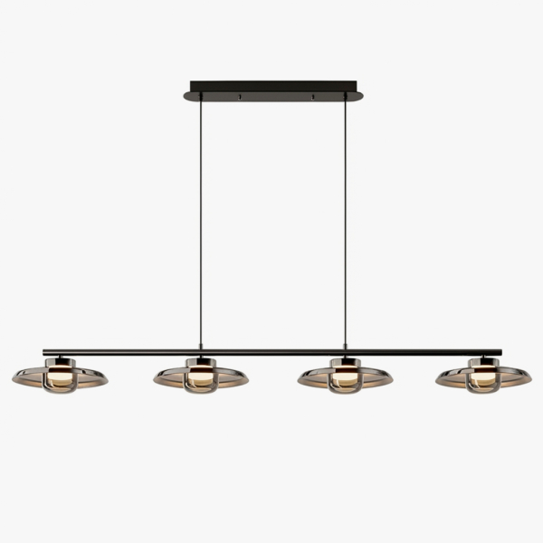 Рейковий, рядний світильник RUBEN LONG 4 плафони. Колір димчасто-сірий