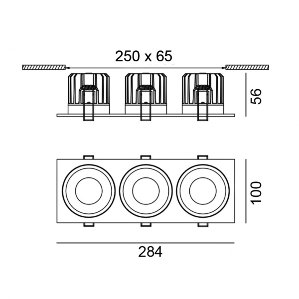 RIO F3, L284mm, W100mm, H56mm, LED 3х9W, 4000К, черный (01.6480F3.30.940.BK)
