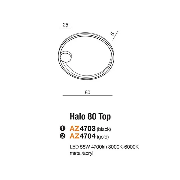 Светильник потолочный светодиодный HALO 80 TOP BK Azzardo в гостиную, спальню