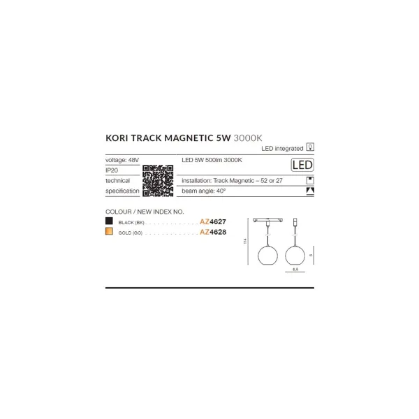 ALFA KORI TRACK MAGNETIC 5W 3000K BK