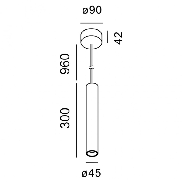 PIPE M, D45mm, H300mm, LED 10W, 3000К, чорний (03.4008.10.830.BK)
