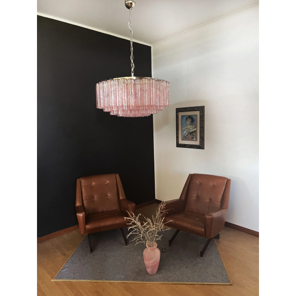 Велика люстра зі скла – 101 рожевий скляний стрижень. MURANO TUBE 215 Anzaz Murano купити 160512грн.