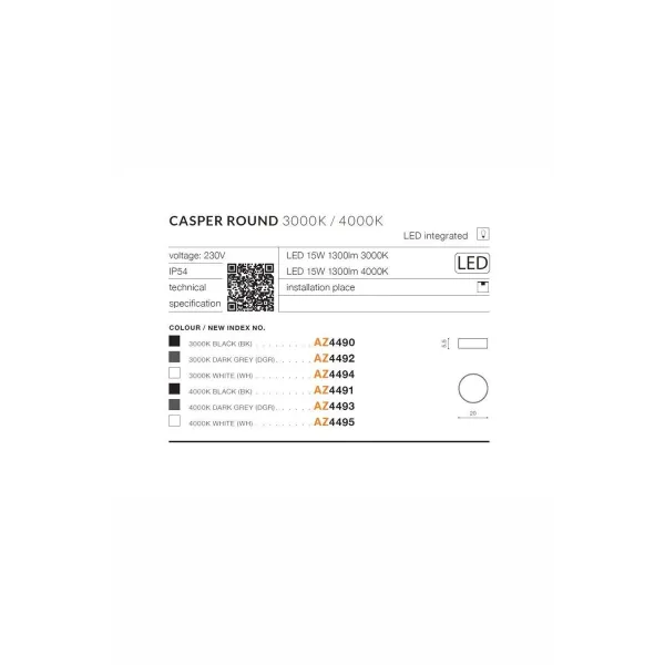 CASPER ROUND 3000K WH