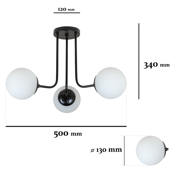 Купить Люстра 7529908-3 BK+WH