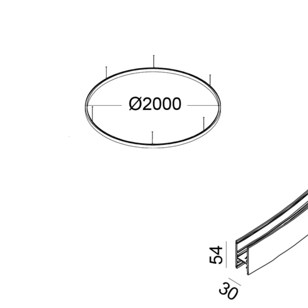 Підвісний радіальний трек IN_RING 200 48V. D2000mm, W30mm, H54mm, чорний (09.C200.BK)