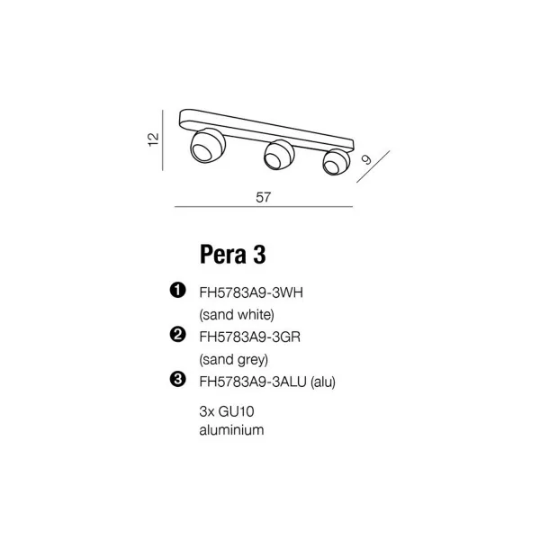 Светильник потолочный PERA 3 ALUMINIUM Azzardo в гостиную, кухню в стиле хай-тек