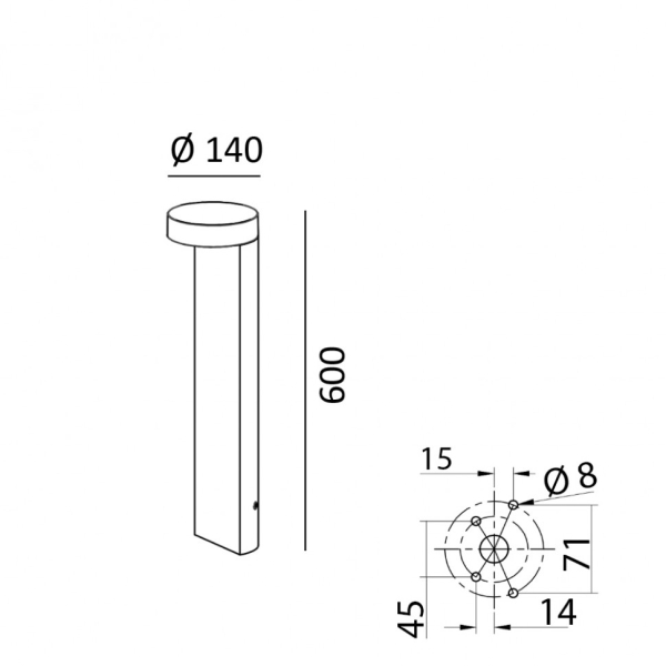 BARD4. D140mm, H600mm, 18W LED, 120º, 2700K, IP 65, графіт (08.5004.18.927.GR)