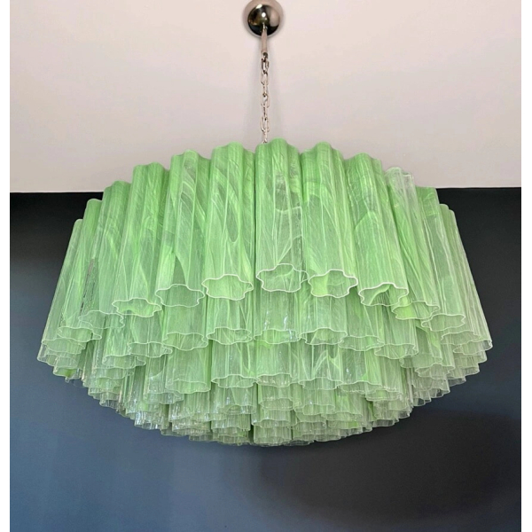 Велика люстра зі скла - 101 трубка із зеленого алебастрового скла. MURANO TUBE 221