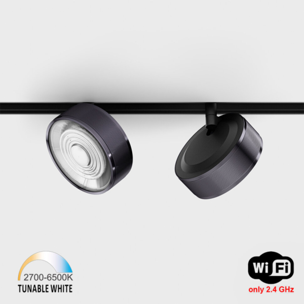 IN_LINE SOL TW, D95mm, H33mm, LED 13W, TW DIM: 2700K(881Lm)-6500K(1025Lm), 48V DC, IP20, чорний/diamond black (06.9533.13.TW.BK + SOL RING GRAIN DIAMOND BLACK)