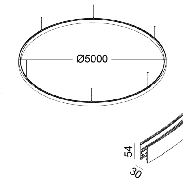 Підвісний радіальний трек IN_RING 500 48V. D5000mm, W30mm, H54mm, білий (09.C500.WH)