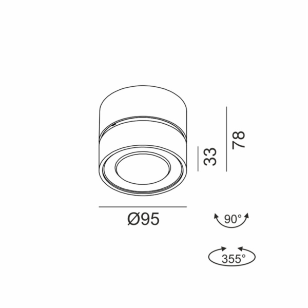 SOL SURF, D95mm, H78mm, LED 14W 4000K, чорний/латунь (02.9533.14.940.BK + SOL RING BRASS)