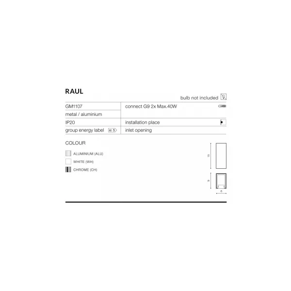 Бра настенное в спальню и гостиную RAUL CHROME Azzardo в стиле хай-тек