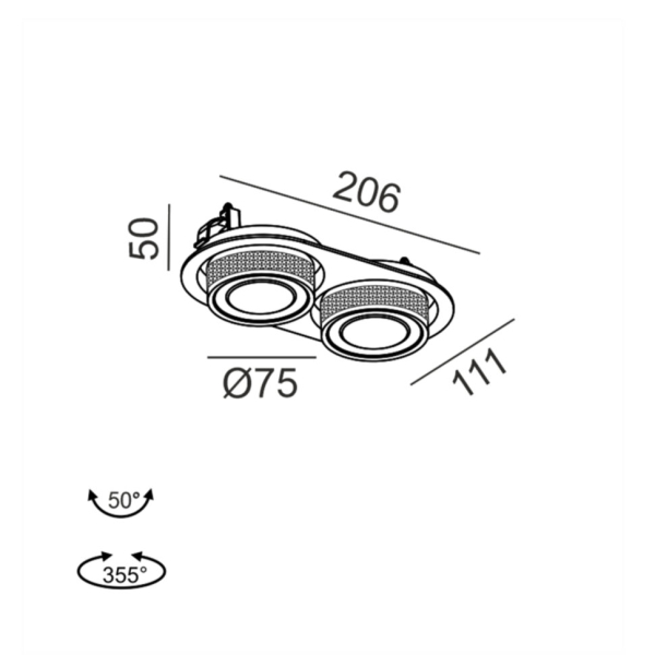 SOL IN MINI X2, L206mm, W111mm, H50mm, LED 2x7W, 3000K, белый/белый (01.7522.14.930.WH/WHG)