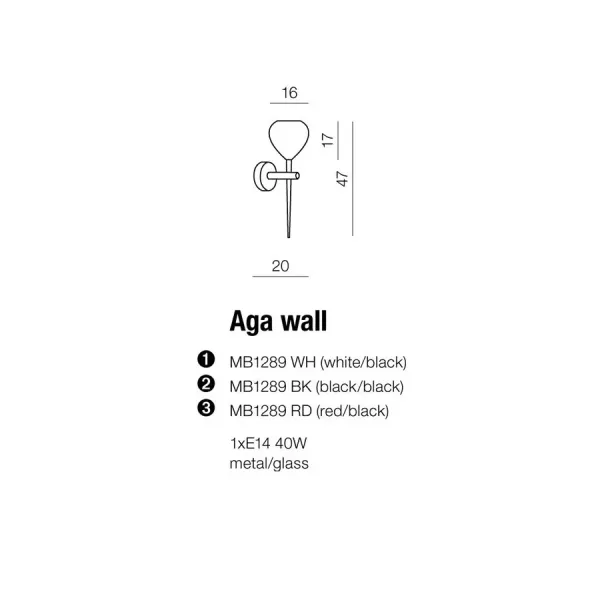 Бра настенное в спальню и гостиную AGA WALL BLACK Azzardo в стиле модерн