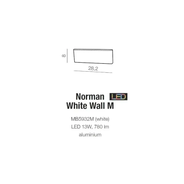 Светильник настенный светодиодный в спальню и гостиную NORMAN WALL M WHITE Azzardo, LED бра в стиле хай-тек