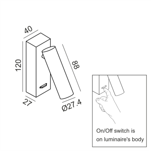TO READ, L40mm, sp54.4mm, h120mm, LED 2.1W, 3000К, латунь (10.0388.2.930.BR)
