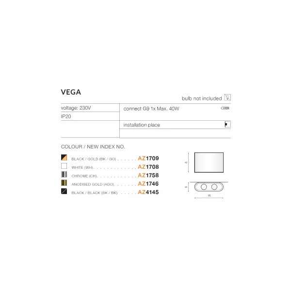 Бра настенное в спальню и гостиную VEGA BLACK/BLACK Azzardo в стиле лофт