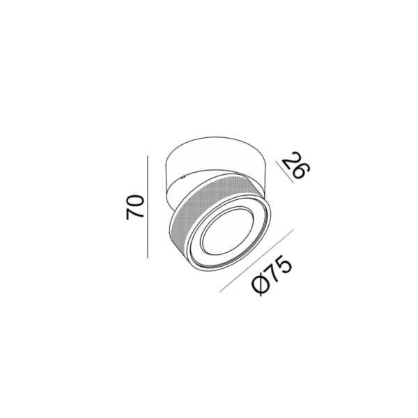 SOL SURF MINI, D75mm, H70mm, LED 7W, 3000K, чорний/чорний (02.7526.7.930.BK + SOL M RING GRAIN BLACK)