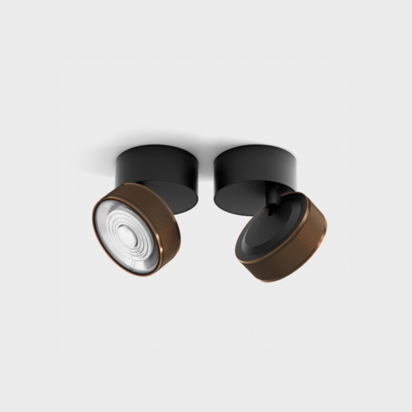 SOL SURF MINI, D75mm, H70mm, LED 7W, 4000K, чорний/мідь (02.7526.7.940.BK + SOL M RING GRAIN COPPER)