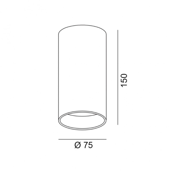 TUB L S 150, D75mm, H150mm, LED 18W, 3000К (02.0711.18.930.WH)