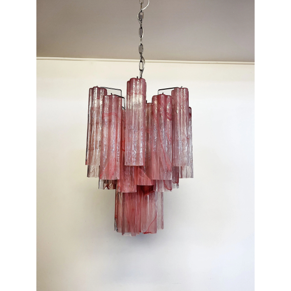 Люстра зі скляних трубок – 30 келихів алебастрового рожевого кольору. MURANO TUBE 193