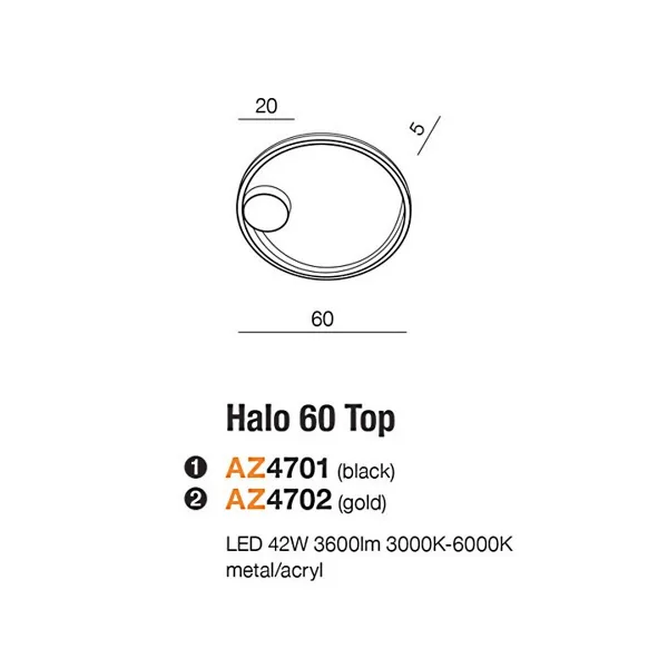 Светильник потолочный светодиодный HALO 60 TOP BK Azzardo в гостиную, спальню