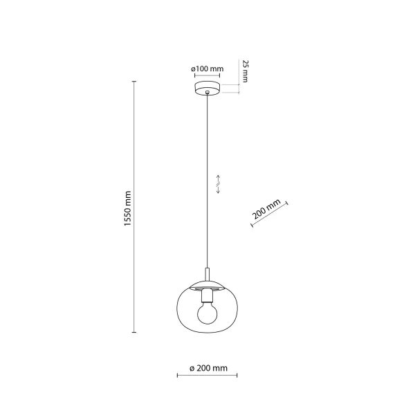 Подвесной светильник в стиле хай-тек VIBE TOPAZ LAMPA WISZACA 1 200 TK Lighting в кухню, спальню в цвете черный