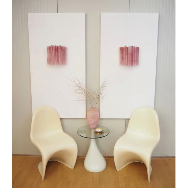 Пара настенных светильников из стекла в виде трубок – 5 розовых алебастровых стеклянных трубок. MURANO TUBE 209