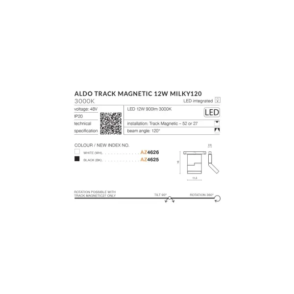 ALFA ALDO TRACK MAGNETIC 12W 3000K WH