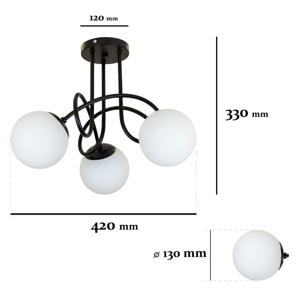 Купить Люстра 7529903-3 BK+WH