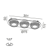 SOL IN MINI X3, L301mm, W111mm, H50mm, LED 3x7W, 3000K, белый/латунь (01.7523.21.930.WH/BRG)