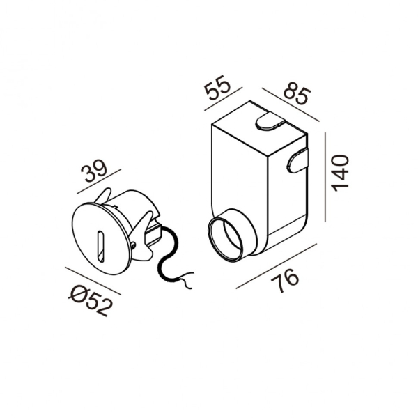 IN WALL IP, D52mm, sp39mm, LED 2.1 W, 2700К, IP65, білий (08.5240.R2.927.WH)