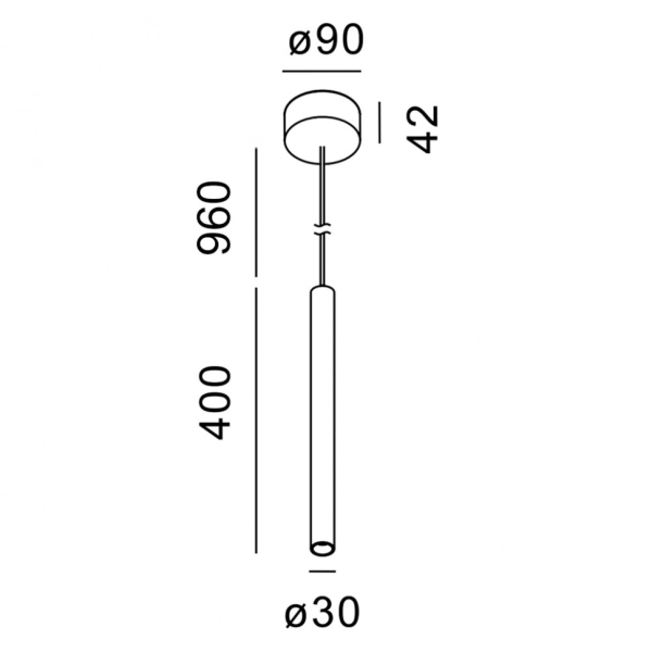 PIPE S, D30mm, H400mm, 5W LED, 3000К, чорний (03.4007.5.830.BK)