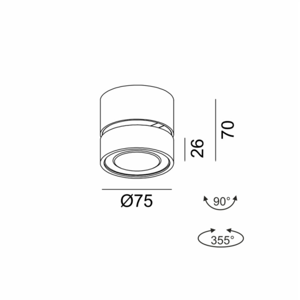 SOL SURF MINI, D75mm, H70mm, LED 7W 3000K, білий/мідь (02.7526.7.930.WH + SOL M RING COPPER )