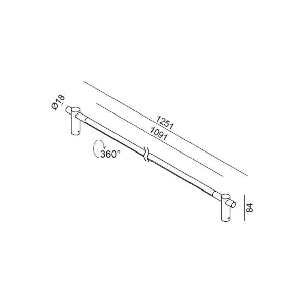 SLIMLINE, L1251mm, D18mm, sp84mm, LED 10W, 3000К, 48V, латунь (10.1812.10.930.BR)