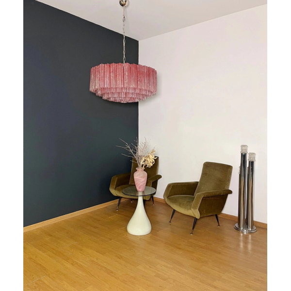 Велика люстра зі скла - 101 трубка з рожевого алебастрового скла MURANO TUBE 222