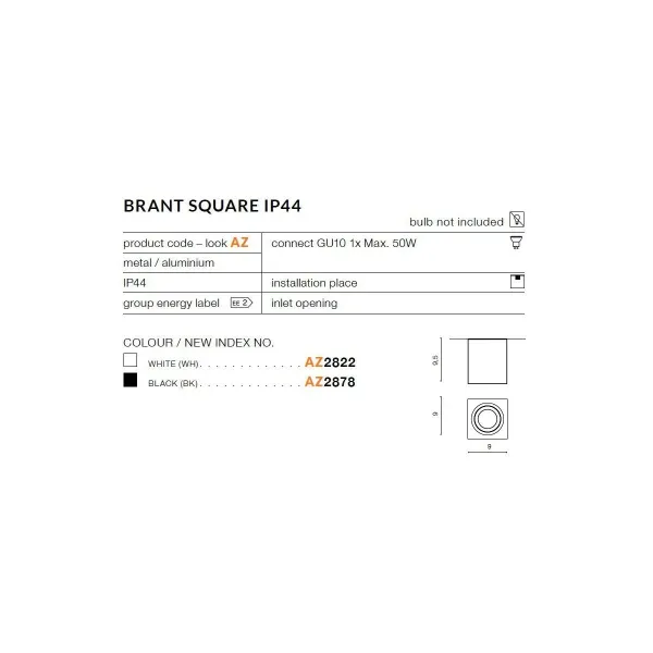 BRANT SQUARE IP44 WHITE