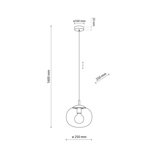 Подвесной светильник в стиле хай-тек VIBE TOPAZ LAMPA WISZACA 1  250 TK Lighting в кухню, спальню в цвете черный