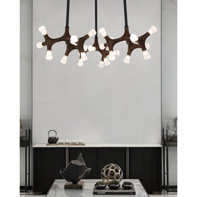 Стельова світлодіодна люстра SANTANA CH D130 Light brown LED