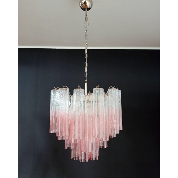 Люстра зі скла з трубками – 36 рожевих скляних трубок із абажурами. MURANO TUBE 181