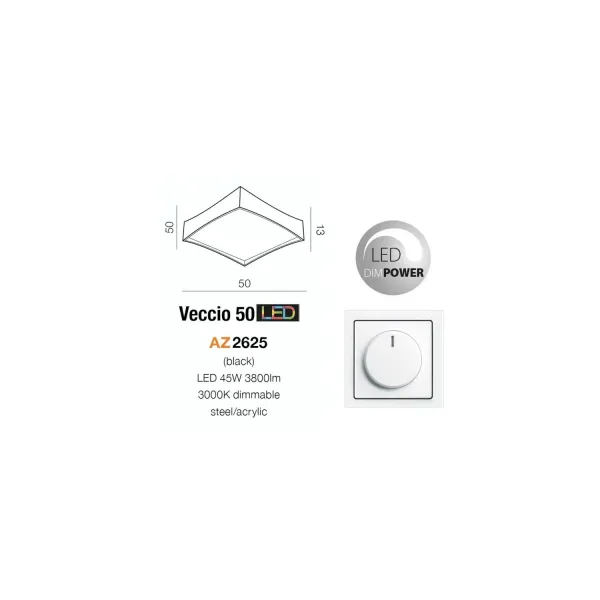 Светильник потолочный светодиодный VECCIO 50 WHITE Azzardo в кухню, спальню