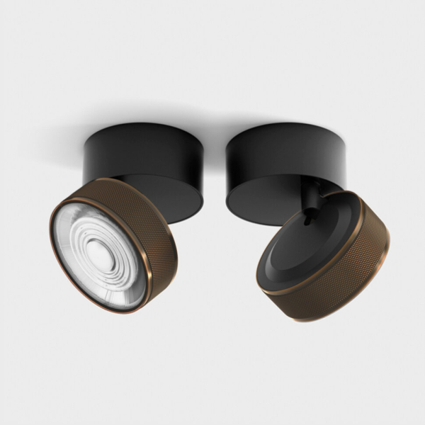 SOL SURF, D95mm, H78mm, LED 14W 4000K, чорний/мідь (02.9533.14.940.BK + SOL RING GRAIN COPPER)