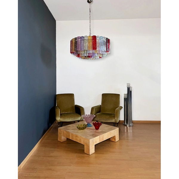 Велика люстра зі скла - 101 скляний різнокольоровий трубчастий елемент MURANO TUBE 225