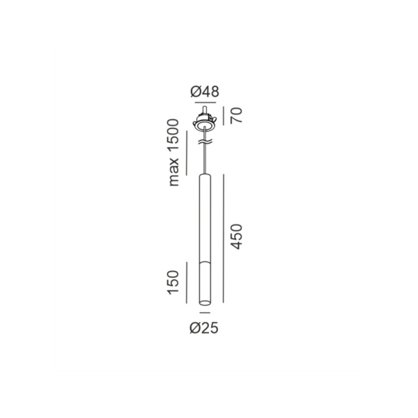 MATCH S P 450 NANO, D25mm, H450mm, 7W LED, 3000K, IP20, латунь (03.0342.7.930.BR)