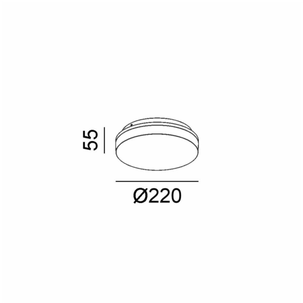Світильник накладної FLAT R1, D220mm, h55mm, LED 15W/10W, 3000K/4000K, IP54, білий (02.2255.15.930/940.WH)