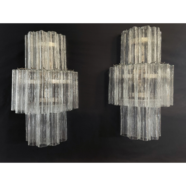 Пара настенных светильников из стекла в виде трубок – 18 прозрачных стеклянных трубок. MURANO TUBE 200