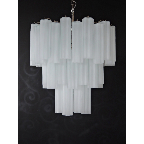 Велика триярусна люстра Venini зі скла із трубчастим корпусом – із травленим склом. MURANO TUBE 190