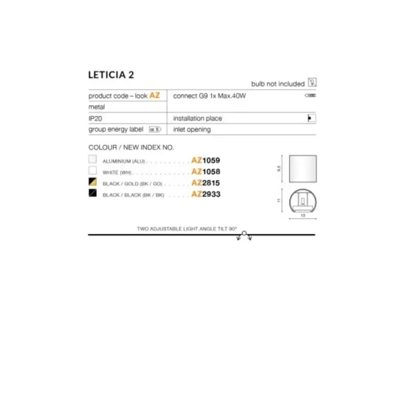 Бра настенное в спальню и гостиную LETICIA 2 BK Azzardo в стиле лофт
